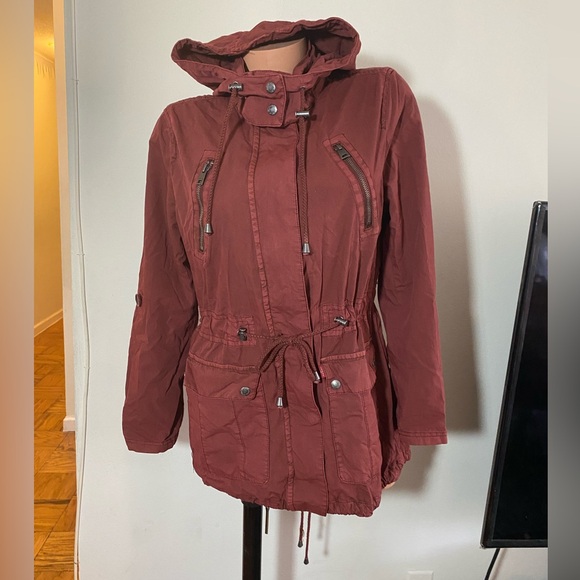 Levi’s Strauss Hood Anorak Military Style Jacket Burgundy/Copper Size M - Picture 1 of 10